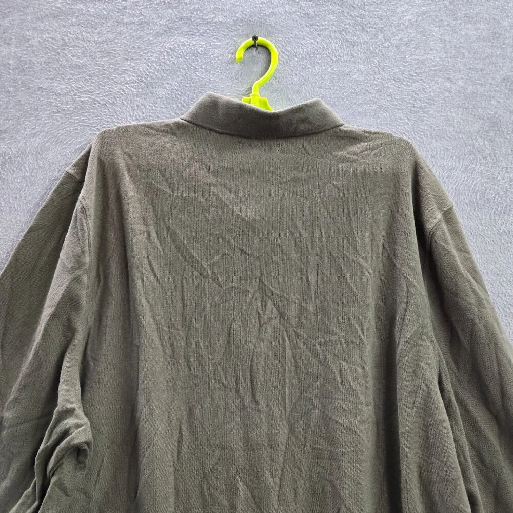 True Religion Men‎ Polo Shirt 3XL Green Logo Long Sleeve Collar